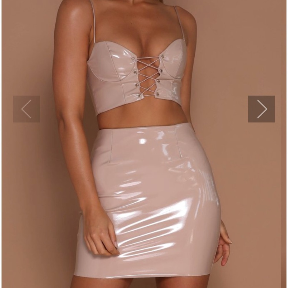 Latex Nude Mini Skirt